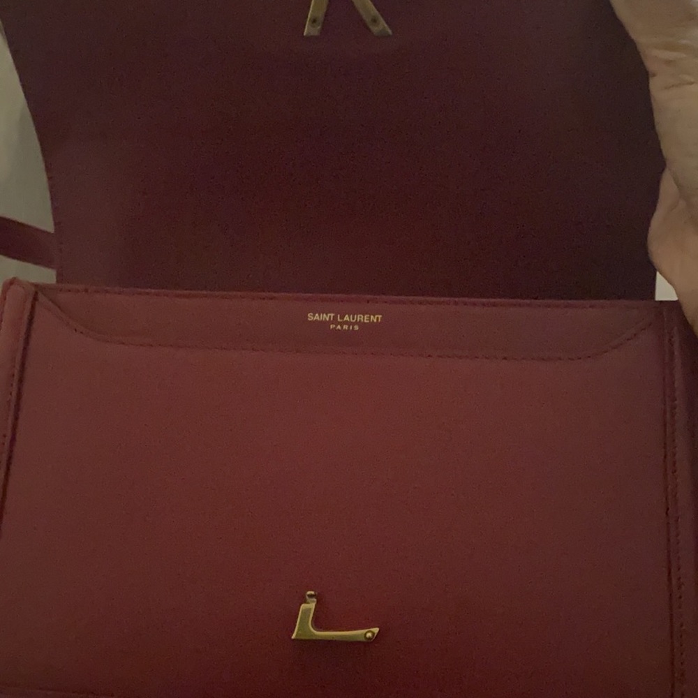 YSL Solferino Medium Shoulder Bag Opyum Red - Picture 14 of 16